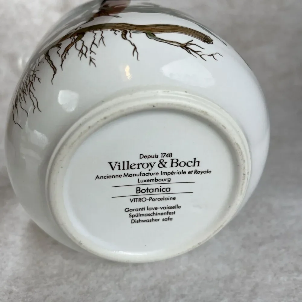 VTG Villeroy & Boch Botanica Tea Pot Pitcher Floral Porcelain 9 1/2” Depuis 1748